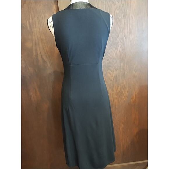 Ann Taylor LOFT Vintage Black Satin trim Sleeveless Midi Dress Sz 6 Event Formal - Picture 6 of 9